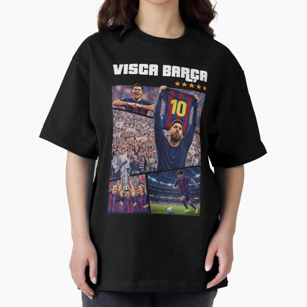 Visca Bar?a Legends Poster | Messi 10 FC Barcelona Art Oversized T-Shirt Celebrate Global Passion for Global Football Passion for FIFA World Cup 2026 Group Stage, Built around Neymar, Haaland and Cristiano Ronaldo, France, Match Day Excitement,