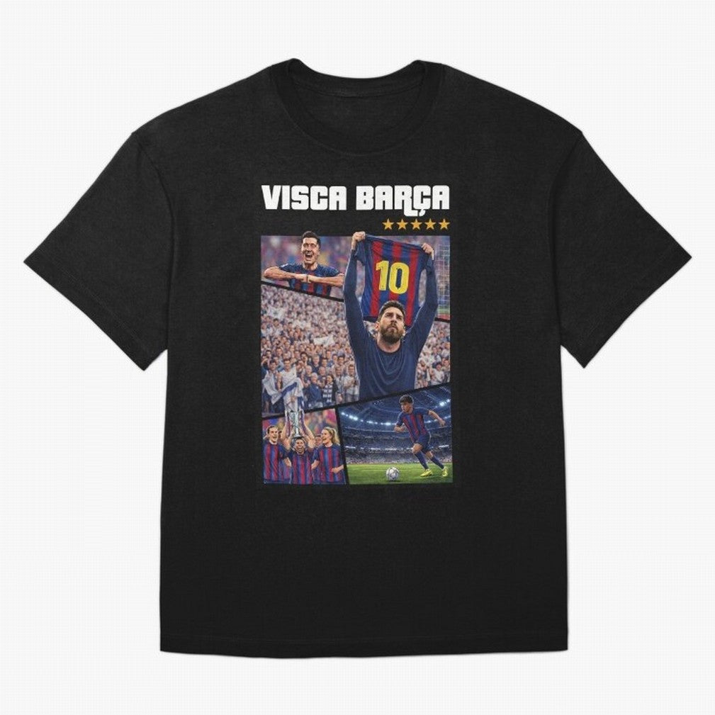 Visca Bar?a Legends Poster | Messi 10 FC Barcelona Art Oversized T-Shirt Celebrate Global Passion for Global Football Passion for FIFA World Cup 2026 Group Stage, Built around Neymar, Haaland and Cristiano Ronaldo, France, Match Day Excitement,