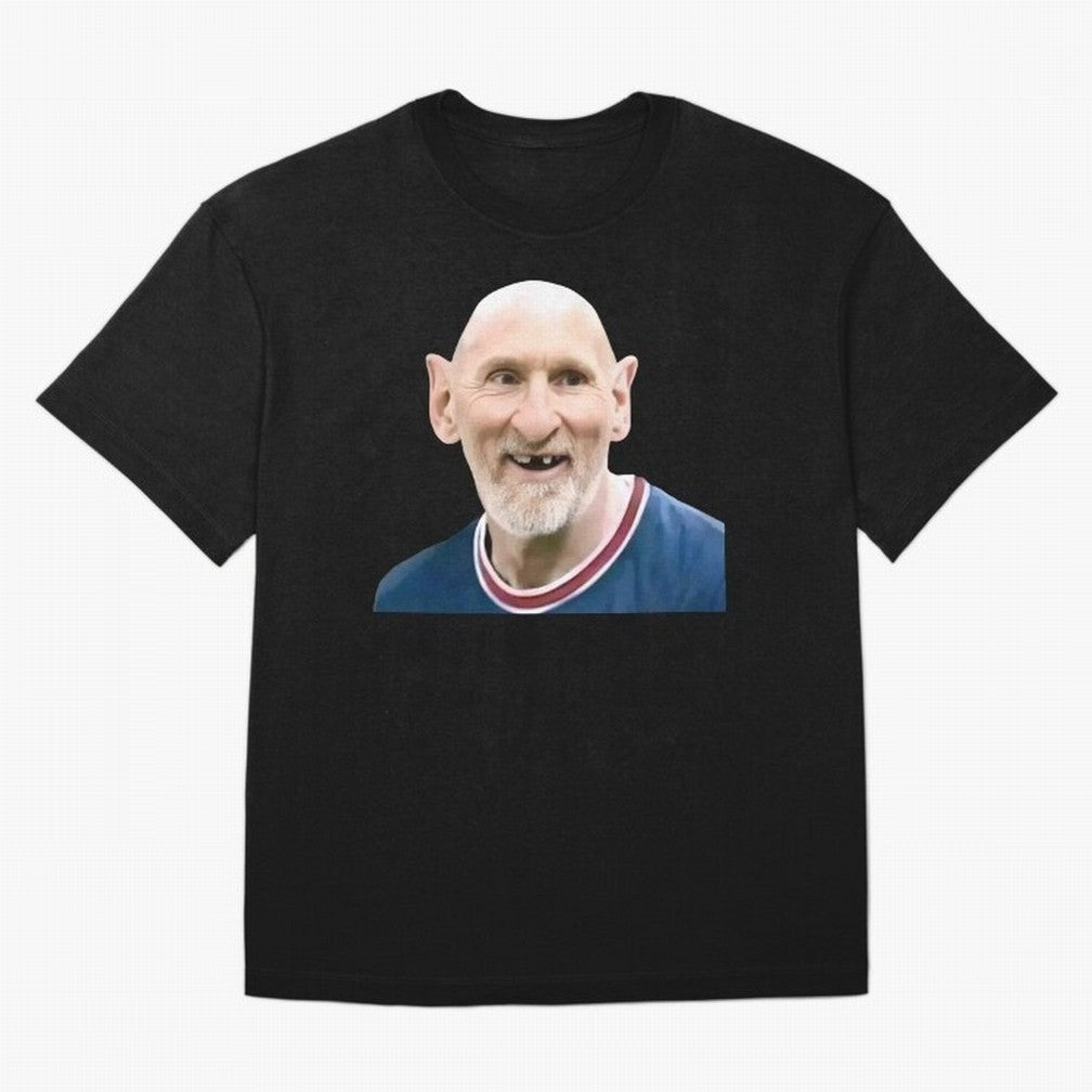 Old and Bald Messi Football Meme Oversized T-Shirt Celebrate Football Dreams Across FIFA World Cup 2026 Group Stage Celebrating Neymar, Haaland and Cristiano Ronaldo, Brazil, Portugal and Argentina Energy, Football Festival Excitement, Trophy