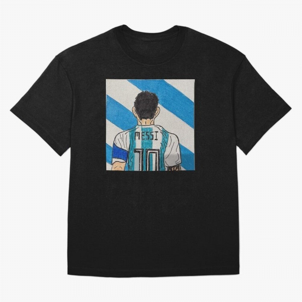 Messi Artwork Oversized T-Shirt Show Up for the Glory of the FIFA World Cup 2026 Journey through Haaland Highlights, Spain Pride, Goal Celebration Energy, Supporter Heritage, Football Icons and Worldwide Tournament Joy; Great for Watch Parties,