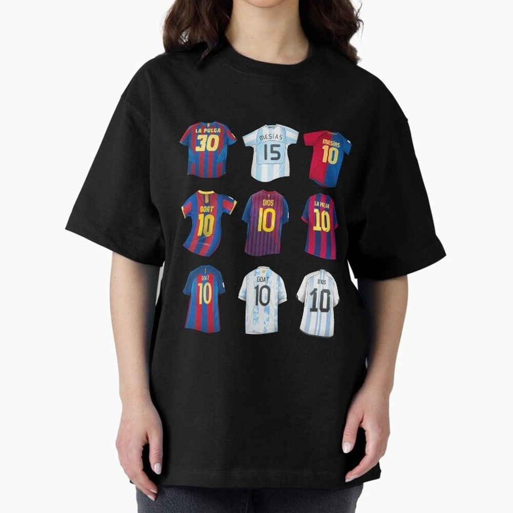 Messi Era Football Jerseys Oversized T-Shirt Carry the FIFA World Cup 2026 USA Canada Mexico Journey through Neymar Highlights, Argentina Pride, Worldwide Fan Energy, Dramatic Goals, Stadium Lights and Championship Celebrations; Ideal for Football