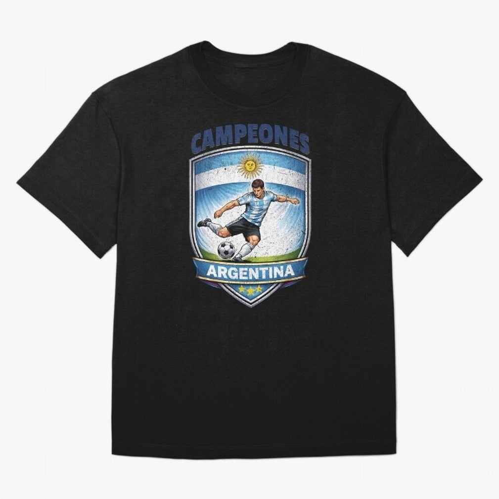 Argentina Vintage Soccer Badge - Campeones 3 Stars Essential T-Shirt Cheer for FIFA World Cup 2026 USA Canada Mexico for Fans of Messi, Neymar and Mbappe and Spain, Bringing Stadium Chants, National Pride, Trophy Dreams and Unforgettable Football