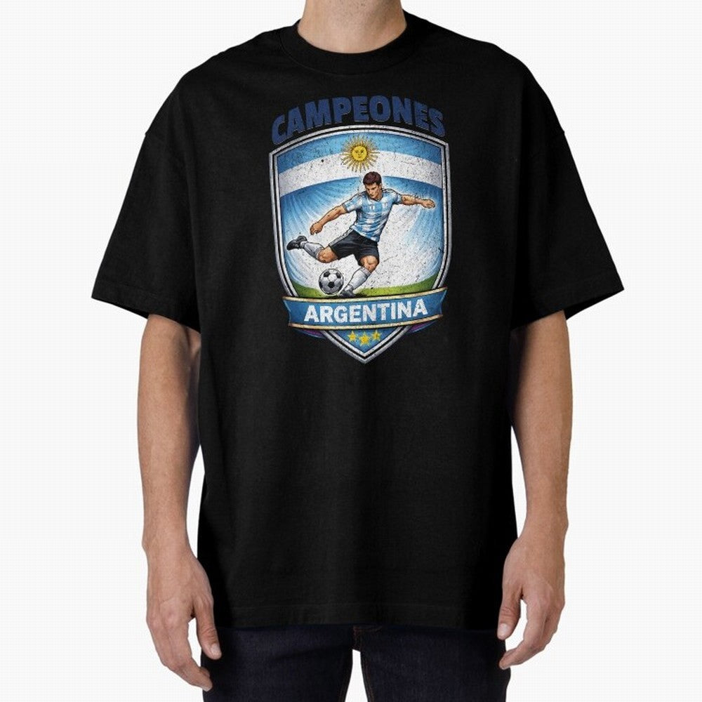 Argentina Vintage Soccer Badge - Campeones 3 Stars Essential T-Shirt Cheer for FIFA World Cup 2026 USA Canada Mexico for Fans of Messi, Neymar and Mbappe and Spain, Bringing Stadium Chants, National Pride, Trophy Dreams and Unforgettable Football