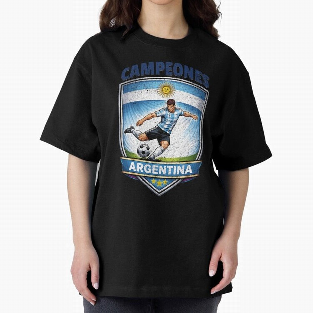 Argentina Vintage Soccer Badge - Campeones 3 Stars Essential T-Shirt Cheer for FIFA World Cup 2026 USA Canada Mexico for Fans of Messi, Neymar and Mbappe and Spain, Bringing Stadium Chants, National Pride, Trophy Dreams and Unforgettable Football