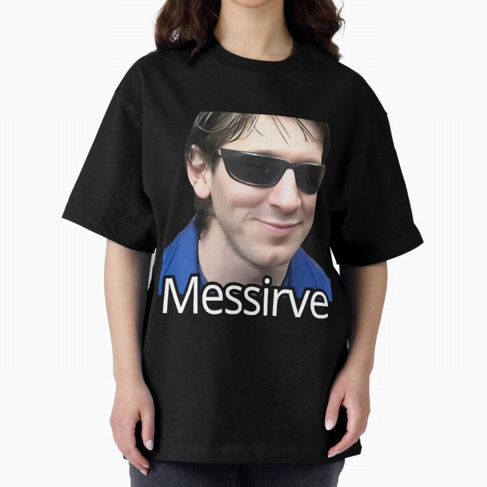 Messirve Football Meme Oversized T-Shirt Celebrate Supporters United by Match Day Hype around FIFA World Cup 2026, Messi, Neymar and Mbappe, Spain and Netherlands, Retro Football Energy, Iconic Rivalries, Trophy Chase Drama and Stadium Atmosphere;