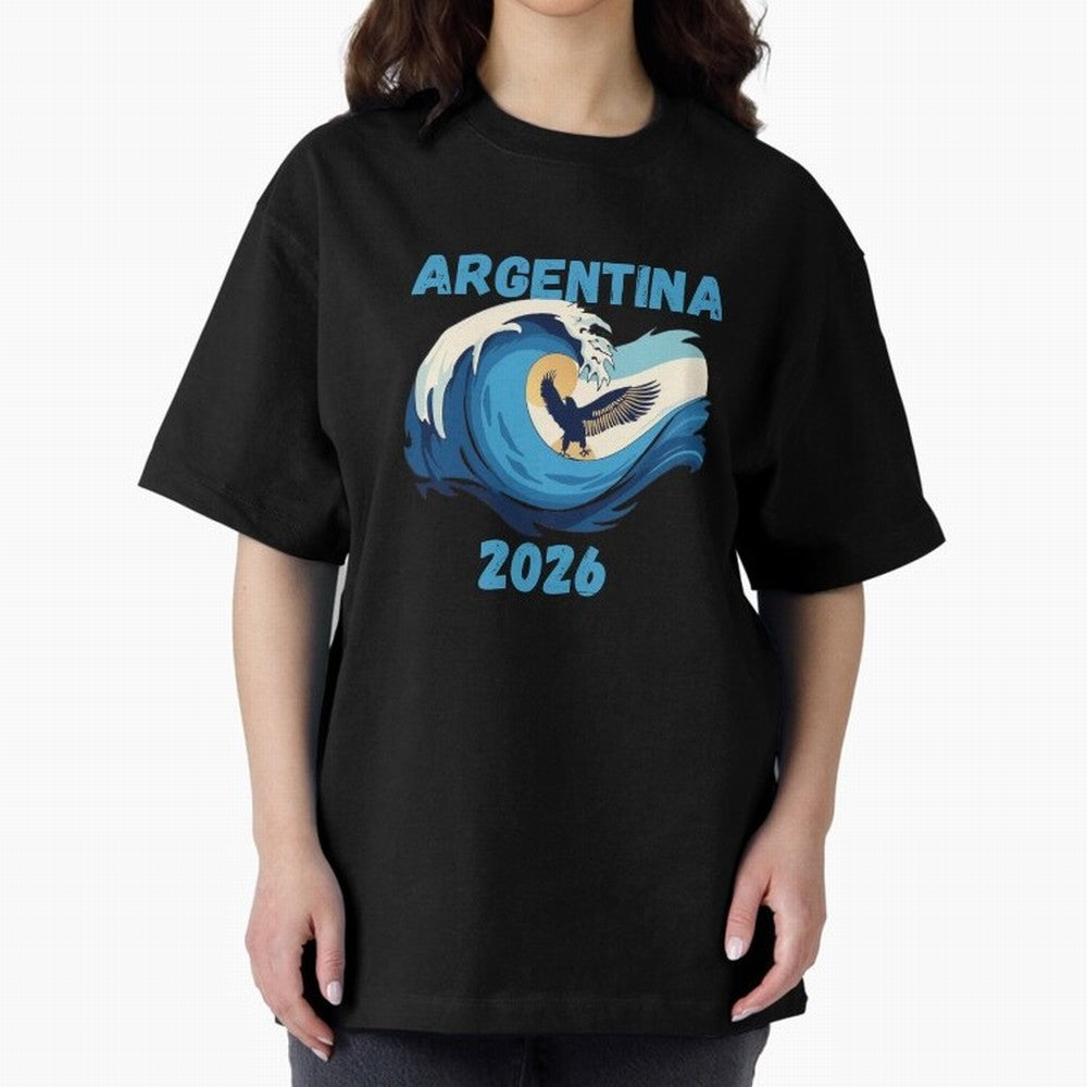 Camiseta y Calcoman¨ªa Argentina - Dise?o Bandera Albiceleste para Hinchas. Oversized T-Shirt Represent Fans Who Live for the FIFA World Cup 2026 Group Stage Journey through Cristiano Ronaldo, Haaland and CR7 Highlights, France Pride, Stadium