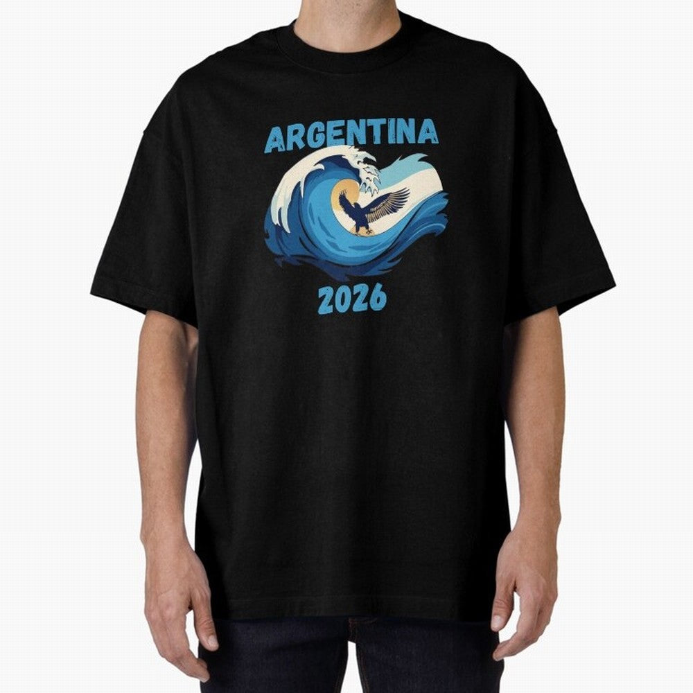 Camiseta y Calcoman¨ªa Argentina - Dise?o Bandera Albiceleste para Hinchas. Oversized T-Shirt Represent Fans Who Live for the FIFA World Cup 2026 Group Stage Journey through Cristiano Ronaldo, Haaland and CR7 Highlights, France Pride, Stadium