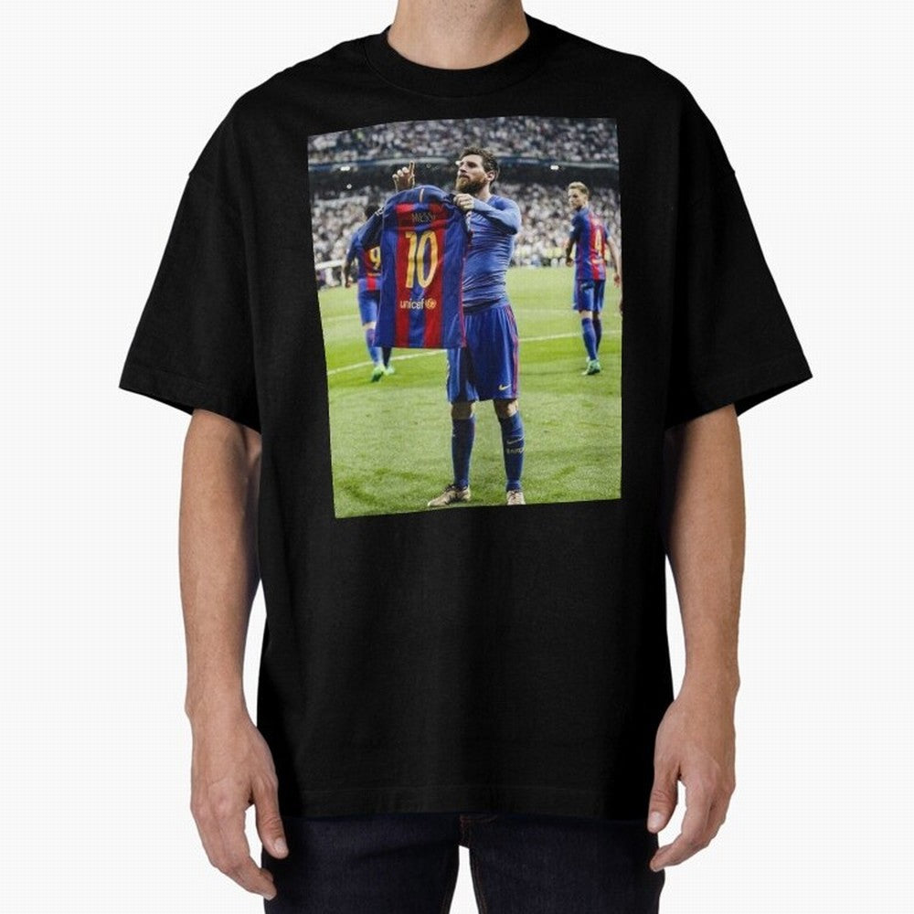 Lional Messi Poster Design Oversized T-Shirt Relive Legendary Nights from FIFA World Cup 2026 Group Stage Featuring Haaland and Mbappe, Argentina and Brazil Energy, Stadium Chants, National Pride, Trophy Dreams and Unforgettable Football Memories;