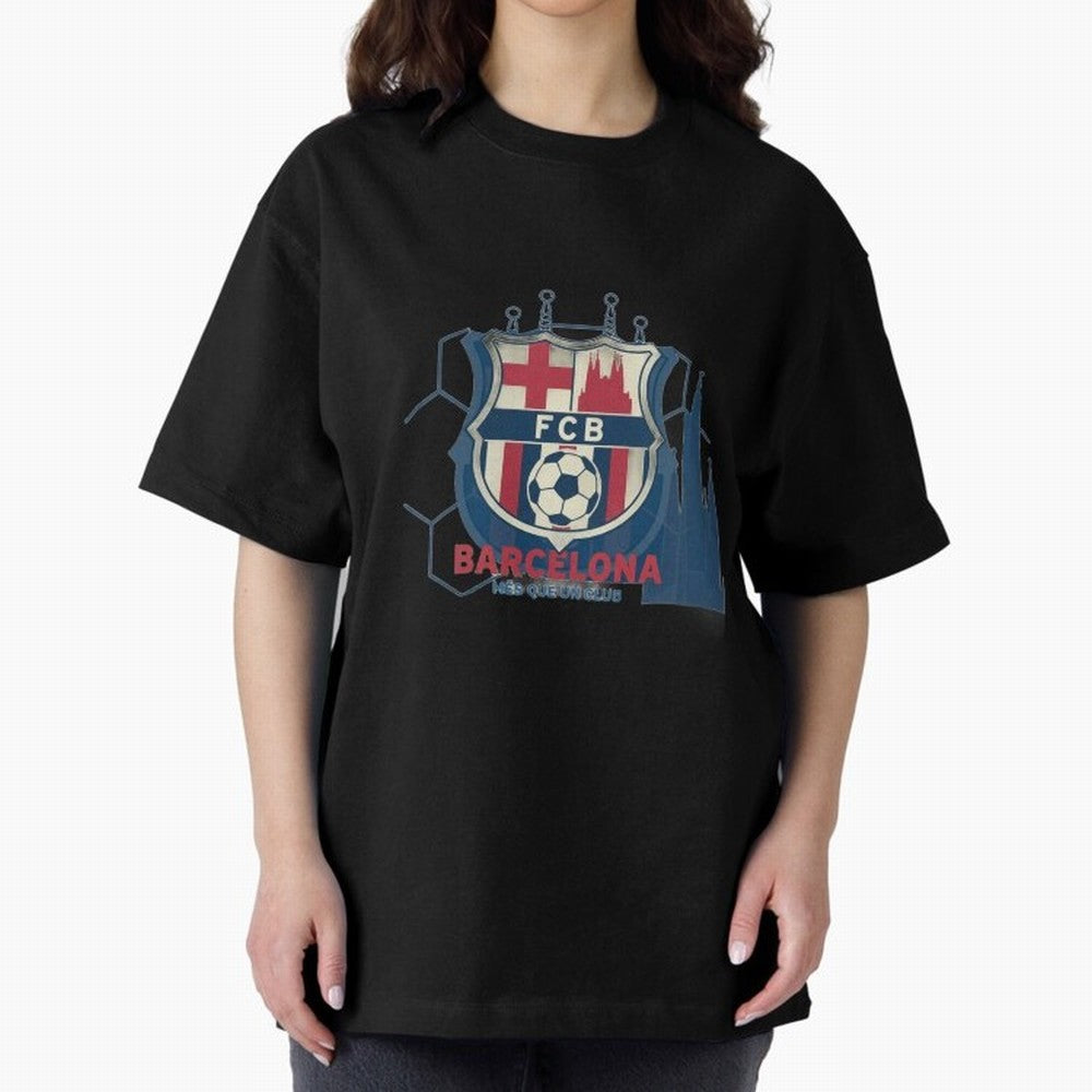 FCB Minimalist - Football Fan Design Oversized T-Shirt Stand Out with Spirit from Global Football Passion for FIFA World Cup 2026 Group Stage, Highlighting Messi, Neymar and Mbappe, Argentina, Stadium Memories, Football Loyalty, International