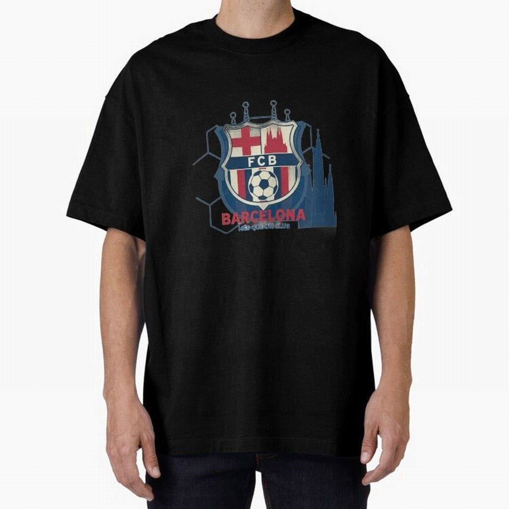 FCB Minimalist - Football Fan Design Oversized T-Shirt Stand Out with Spirit from Global Football Passion for FIFA World Cup 2026 Group Stage, Highlighting Messi, Neymar and Mbappe, Argentina, Stadium Memories, Football Loyalty, International