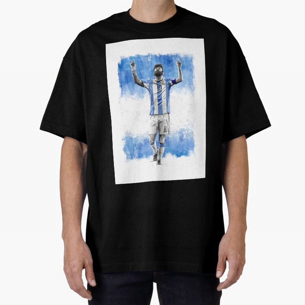 Messi Argentina Football Drawing Oversized T-Shirt Bring a Vintage Feel to FIFA World Cup 2026 Group Stage Inspired by Cristiano Ronaldo, Haaland and CR7, Germany Energy, Football History, Final Match Energy, Crowd Noise and Once in a Lifetime