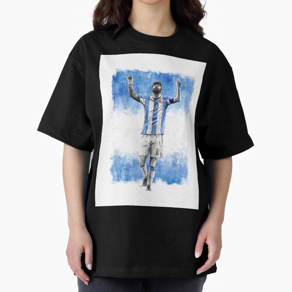 Messi Argentina Football Drawing Oversized T-Shirt Bring a Vintage Feel to FIFA World Cup 2026 Group Stage Inspired by Cristiano Ronaldo, Haaland and CR7, Germany Energy, Football History, Final Match Energy, Crowd Noise and Once in a Lifetime