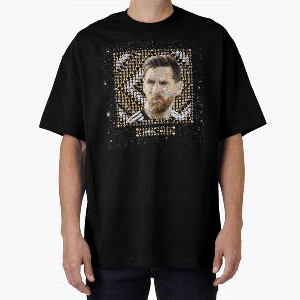 GOAT Emojified ¨C Messi-Inspired Visual Tribute | Legendary Football Grid Art | Iconic Symbolism in Emoji Form Oversized T-Shirt Celebrate the Stars of the FIFA World Cup 2026 Group Stage Journey through Haaland Highlights, Argentina and Brazil