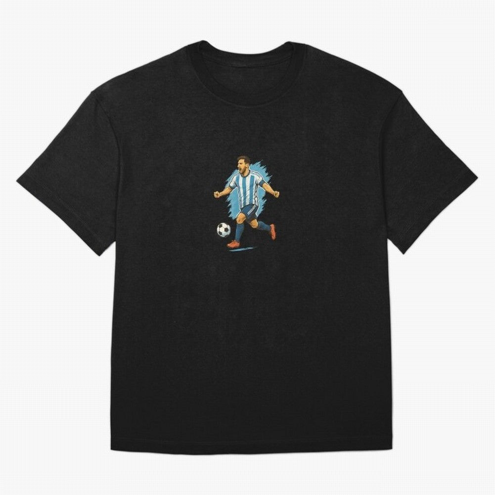Dynamic Soccer Player Illustration ¨C High-Energy Football Art Classic T-Shirt Show Passion for the Stars of FIFA World Cup 2026 Group Stage with Messi, CR7 and Mbappe, Portugal Energy, Football Festival Excitement, Trophy Ambitions, Country