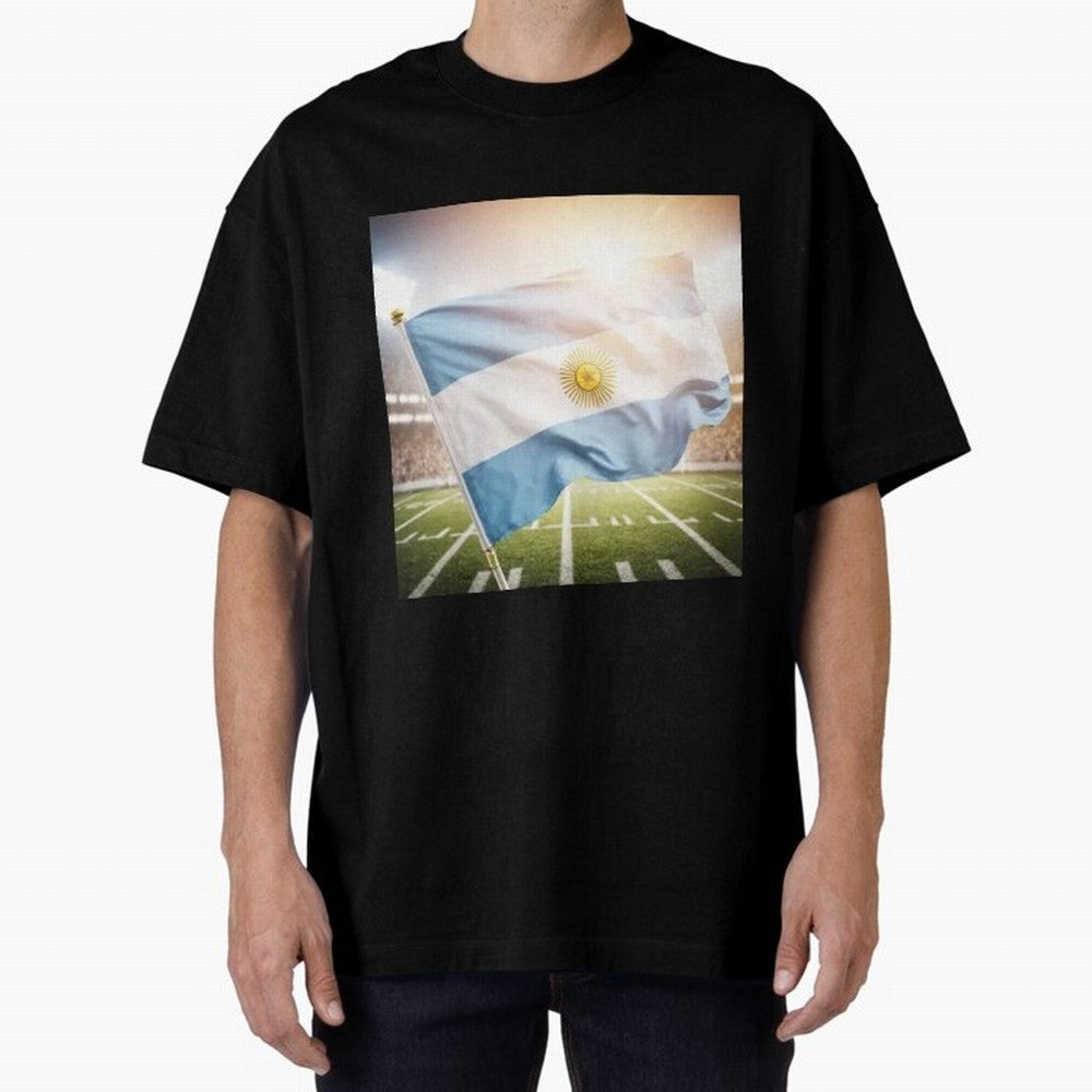 Argentina Flag 3D Football Design ¨C Supporters Argentina Classic T-Shirt Bring Champion Energy into Global Football Passion for FIFA World Cup 2026 Group Stage, Highlighting Haaland and Mbappe, France, Retro Football Energy, Iconic Rivalries,