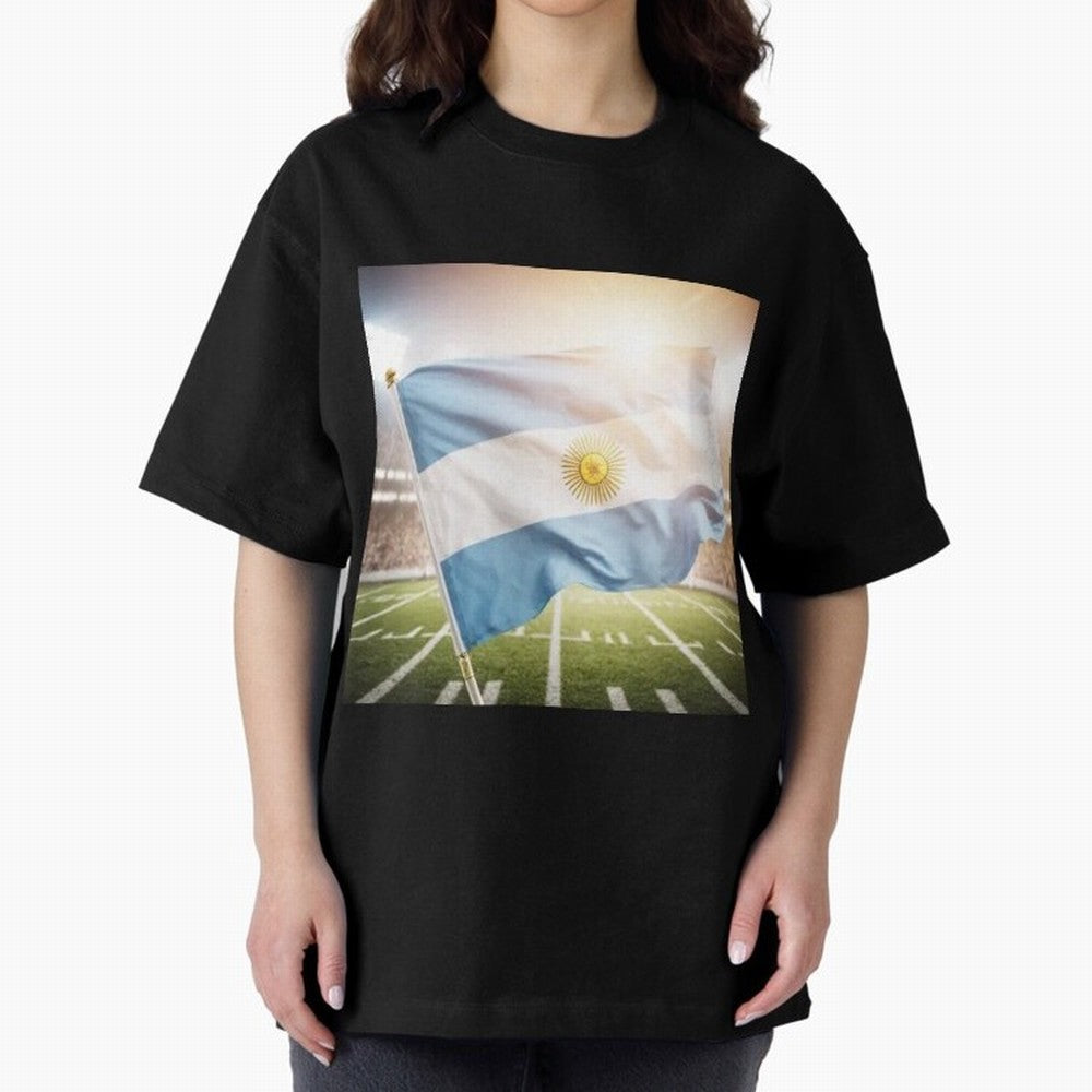 Argentina Flag 3D Football Design ¨C Supporters Argentina Classic T-Shirt Bring Champion Energy into Global Football Passion for FIFA World Cup 2026 Group Stage, Highlighting Haaland and Mbappe, France, Retro Football Energy, Iconic Rivalries,