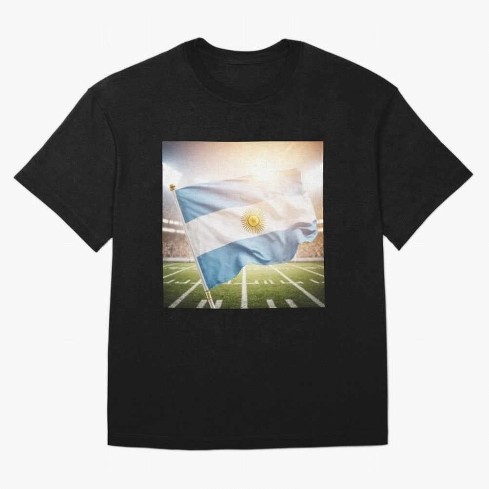 Argentina Flag 3D Football Design ¨C Supporters Argentina Classic T-Shirt Bring Champion Energy into Global Football Passion for FIFA World Cup 2026 Group Stage, Highlighting Haaland and Mbappe, France, Retro Football Energy, Iconic Rivalries,