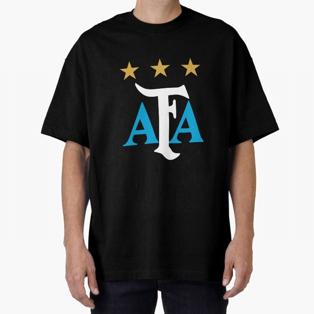 AFA logo - Argentina (light blue, white & gold) Oversized T-Shirt Stand Out with Spirit from FIFA World Cup 2026 USA Canada Mexico Spirit, with Argentina and Brazil, Haaland, Global Supporter Spirit, Legendary Goals, National Colors and Tournament