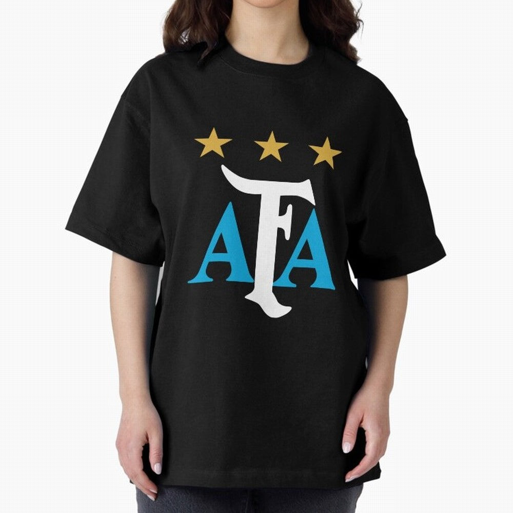 AFA logo - Argentina (light blue, white & gold) Oversized T-Shirt Stand Out with Spirit from FIFA World Cup 2026 USA Canada Mexico Spirit, with Argentina and Brazil, Haaland, Global Supporter Spirit, Legendary Goals, National Colors and Tournament