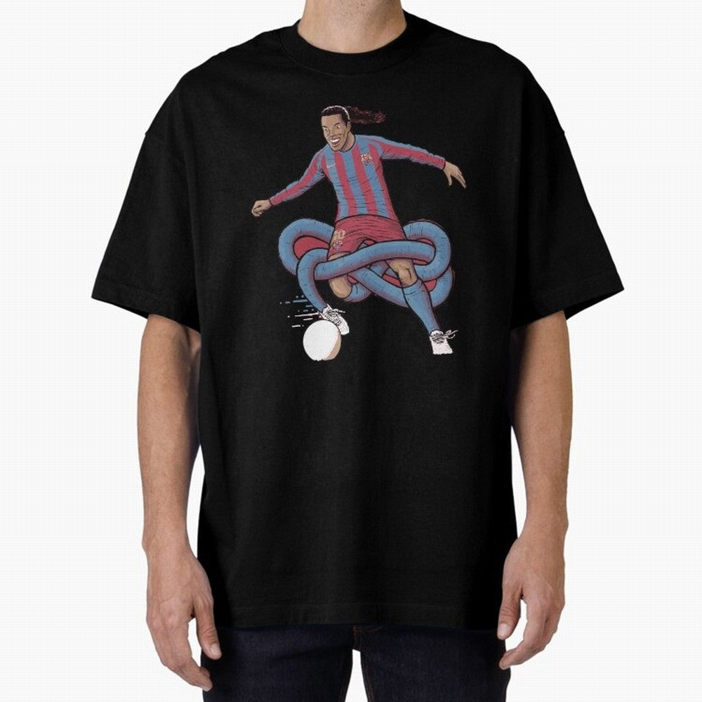 Ronaldinho Oversized T-Shirt Carry National Pride through FIFA World Cup 2026 Group Stage Spirit, Capturing Brazil, Messi, Neymar and Mbappe, Fan Favorite Moments, National Team Passion, Big Match Drama and Soccer History; Ideal for Passionate Fans