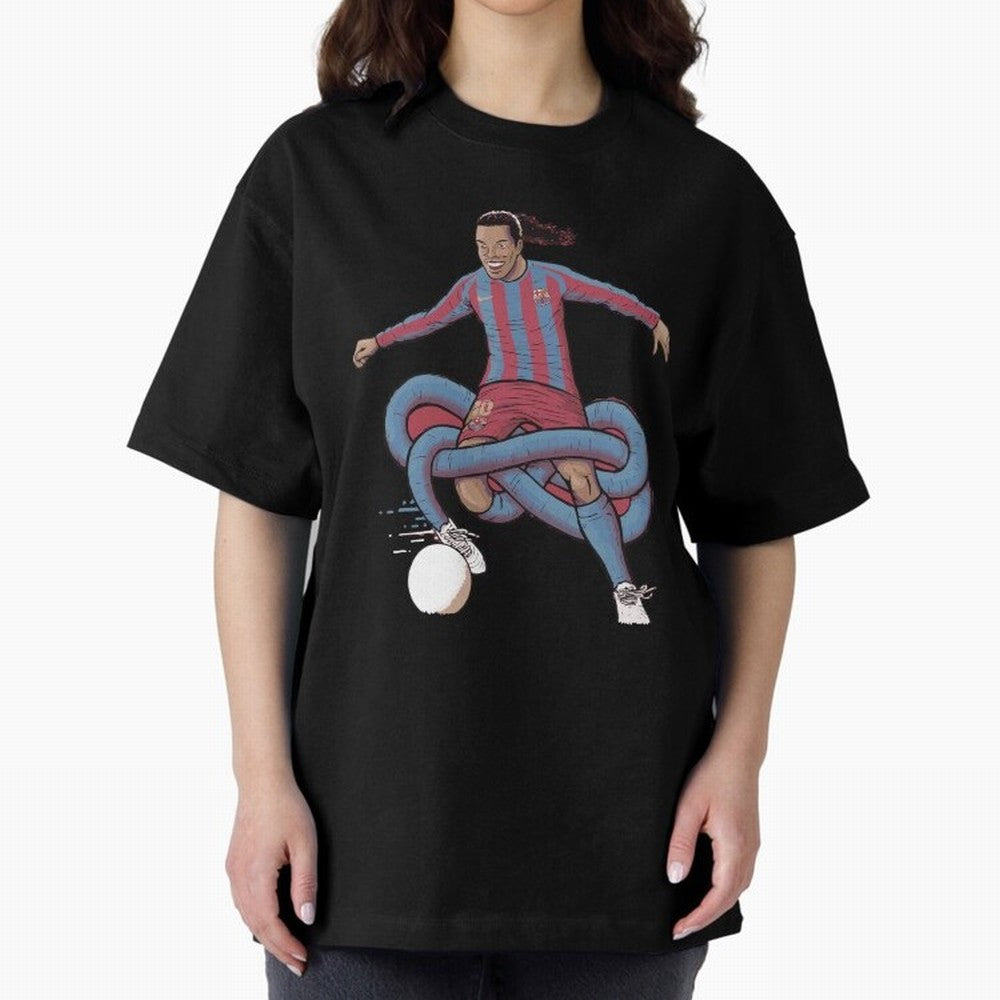 Ronaldinho Oversized T-Shirt Carry National Pride through FIFA World Cup 2026 Group Stage Spirit, Capturing Brazil, Messi, Neymar and Mbappe, Fan Favorite Moments, National Team Passion, Big Match Drama and Soccer History; Ideal for Passionate Fans