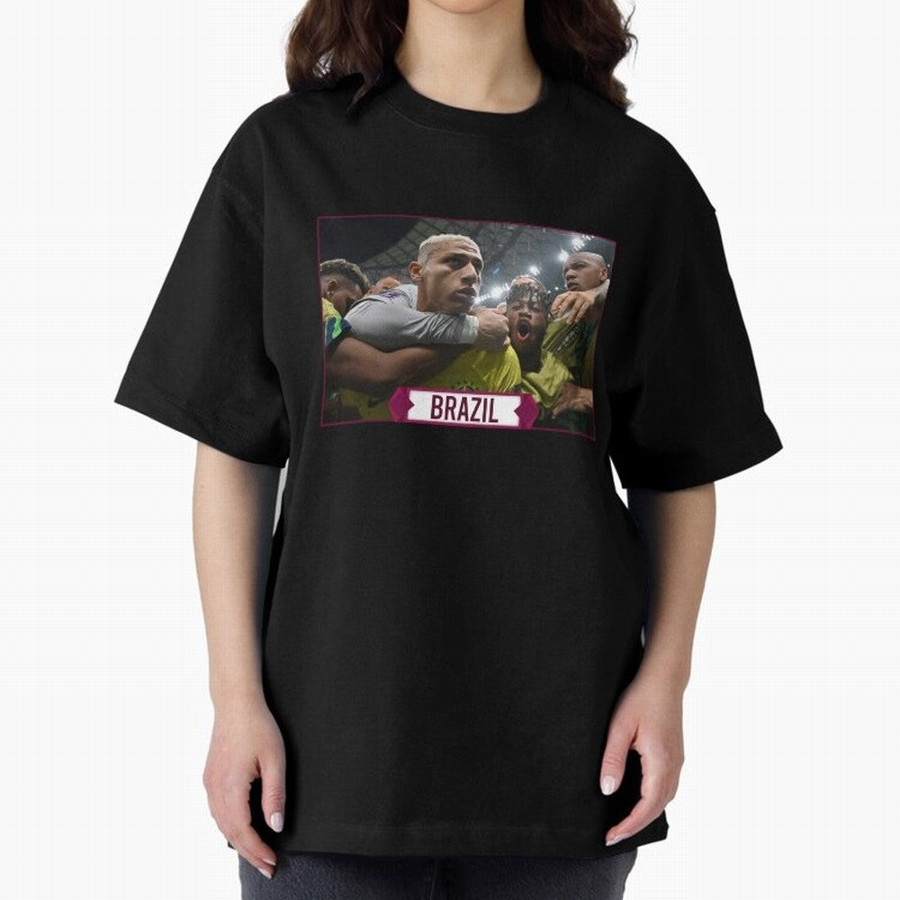 Brazil World Cup Oversized T-Shirt Upgrade the FIFA World Cup 2026 Journey through Messi, CR7 and Mbappe Highlights, Netherlands Pride, Stadium Chants, National Pride, Trophy Dreams and Unforgettable Football Memories; Great for Supporters Who Love