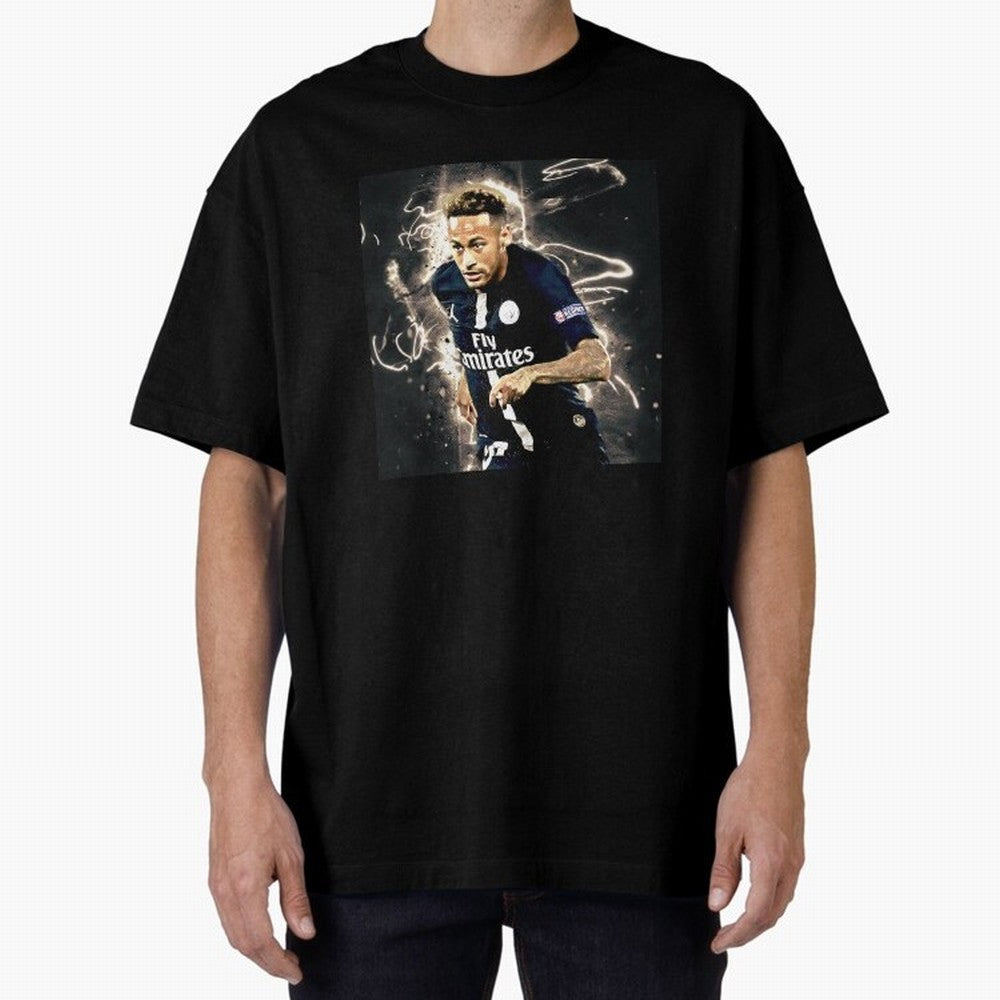 Neymar Run Oversized T-Shirt Honor the Football Icons of FIFA World Cup 2026 Spirit, Featuring England, Messi, Vintage Soccer Flavor, Modern Football Stars, National Flags and Final Night Emotion; Great for Watch Parties, Sports Bars, Family