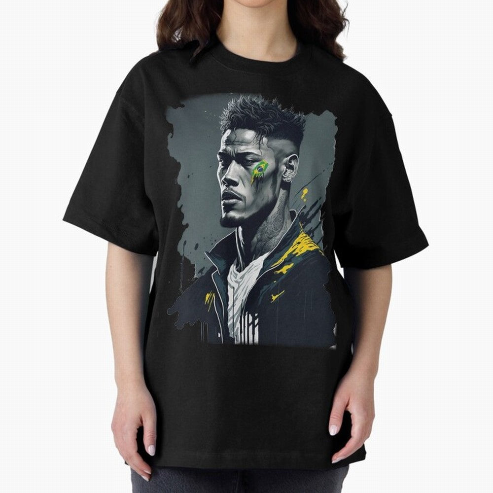 Neymar Jr. splash art Oversized T-Shirt Bring a Vintage Feel to Match Day Hype around FIFA World Cup 2026 Group Stage, Messi and Cristiano Ronaldo, Netherlands, Football Festival Excitement, Trophy Ambitions, Country Rivalries and Star Player Buzz;