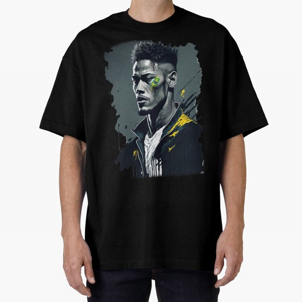 Neymar Jr. splash art Oversized T-Shirt Bring a Vintage Feel to Match Day Hype around FIFA World Cup 2026 Group Stage, Messi and Cristiano Ronaldo, Netherlands, Football Festival Excitement, Trophy Ambitions, Country Rivalries and Star Player Buzz;