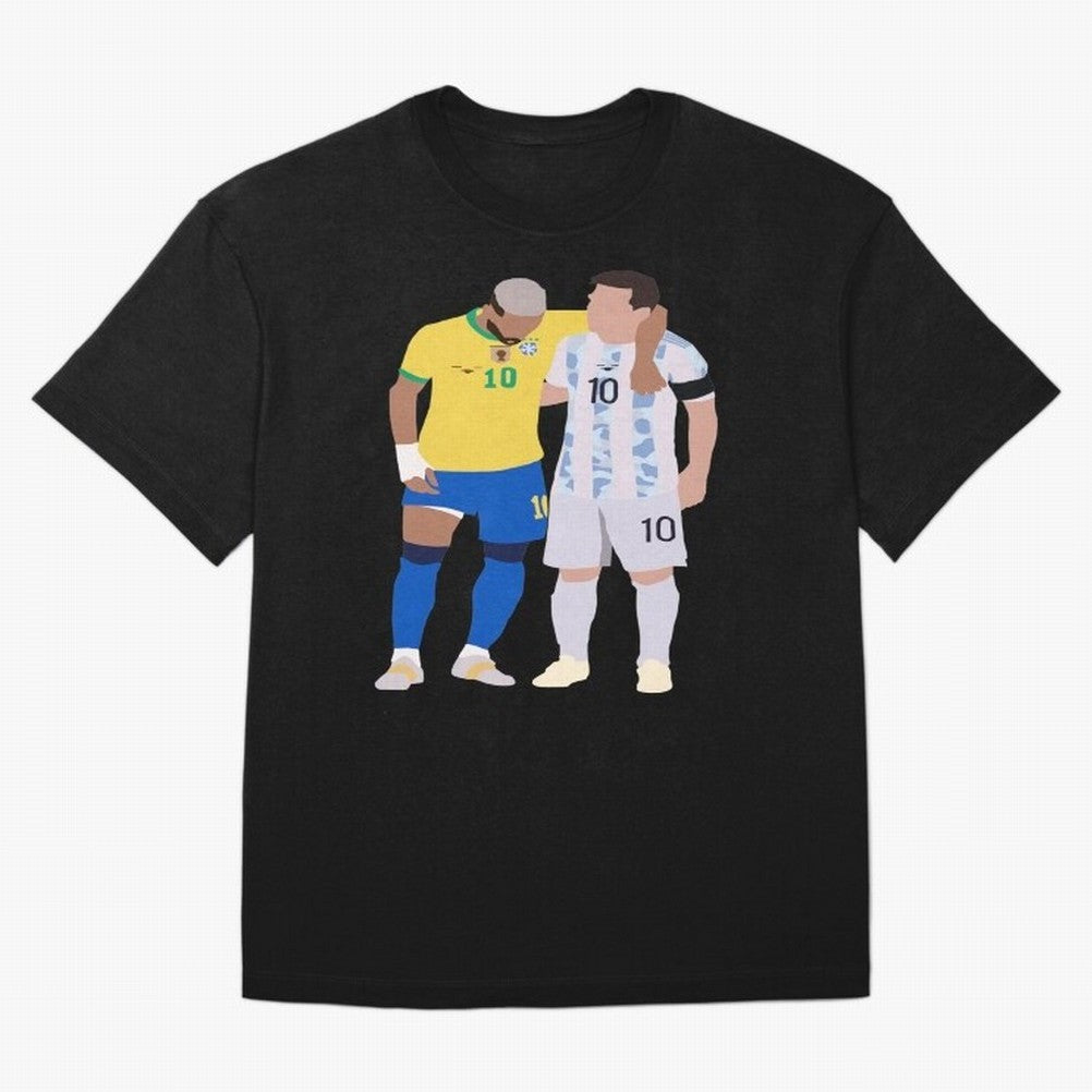 Messi and Neymar Copa America Friends Oversized T-Shirt Support FIFA World Cup 2026 USA Canada Mexico Spirit, Inspired by Portugal, Neymar, Haaland and Cristiano Ronaldo, Sports Nostalgia, International Competition, Famous Players and Unforgettable