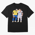 Messi and Neymar Copa America Friends Oversized T-Shirt Support FIFA World Cup 2026 USA Canada Mexico Spirit, Inspired by Portugal, Neymar, Haaland and Cristiano Ronaldo, Sports Nostalgia, International Competition, Famous Players and Unforgettable