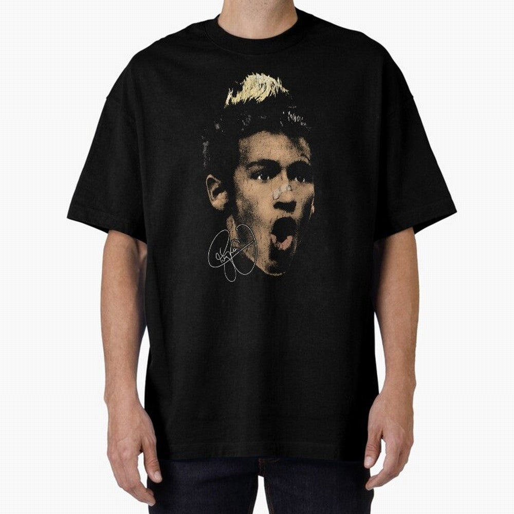 Young Neymar Illustration Oversized T-Shirt Relive Global Football Passion for FIFA World Cup 2026 Group Stage, Filled with Cristiano Ronaldo, Haaland and CR7, Spain, Worldwide Fan Energy, Dramatic Goals, Stadium Lights and Championship
