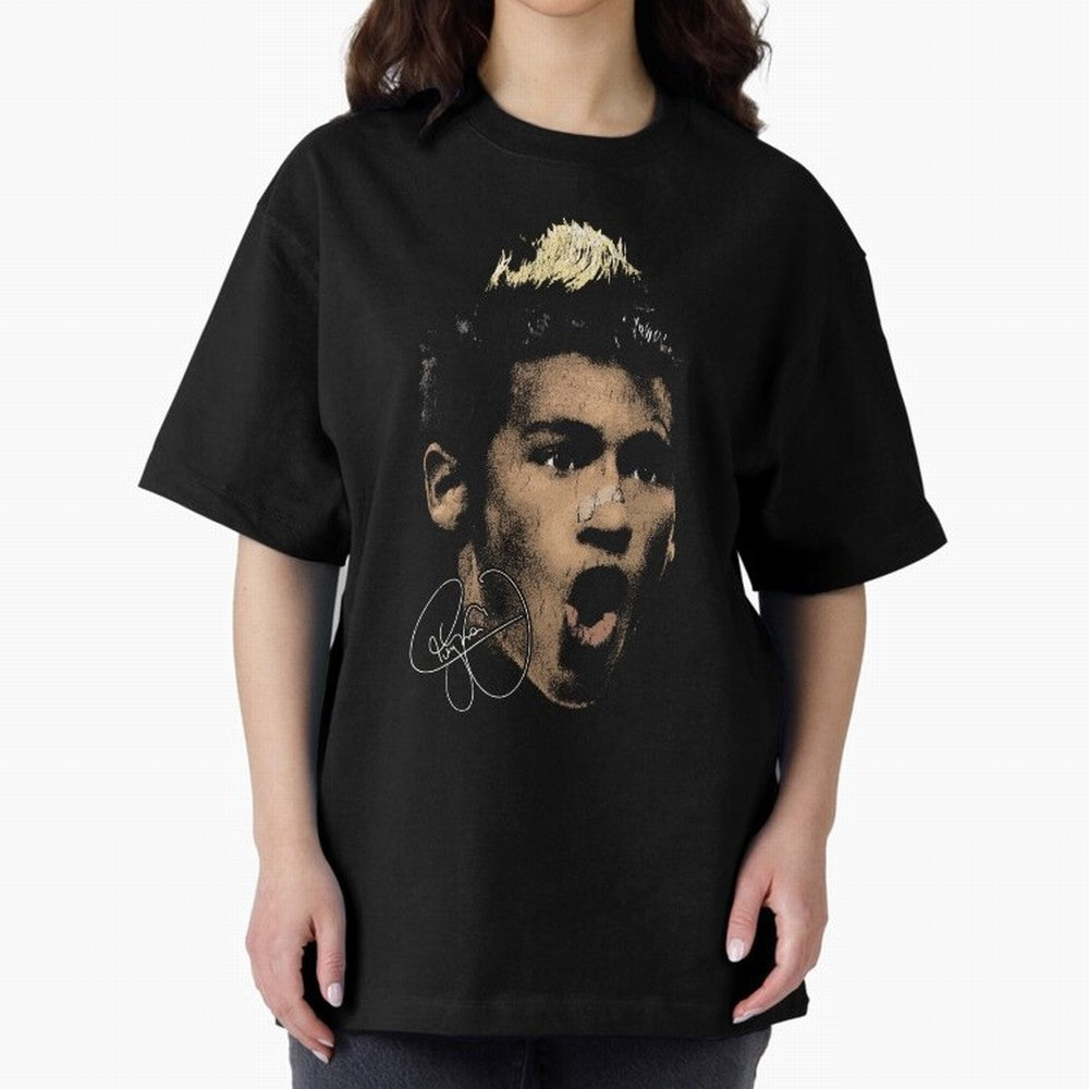 Young Neymar Illustration Oversized T-Shirt Relive Global Football Passion for FIFA World Cup 2026 Group Stage, Filled with Cristiano Ronaldo, Haaland and CR7, Spain, Worldwide Fan Energy, Dramatic Goals, Stadium Lights and Championship