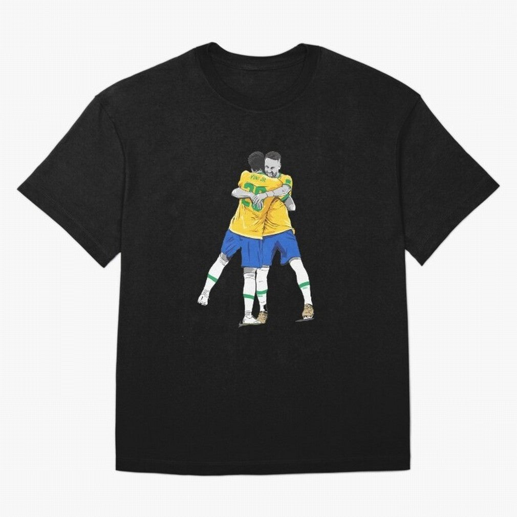 BRAZIL Neymar Jr and Vini Jr World Cup Celebration Oversized T-Shirt Represent Football Lovers during Match Day Hype around FIFA World Cup 2026 Group Stage, Neymar, Haaland and Cristiano Ronaldo, Netherlands, Football Festival Excitement, Trophy