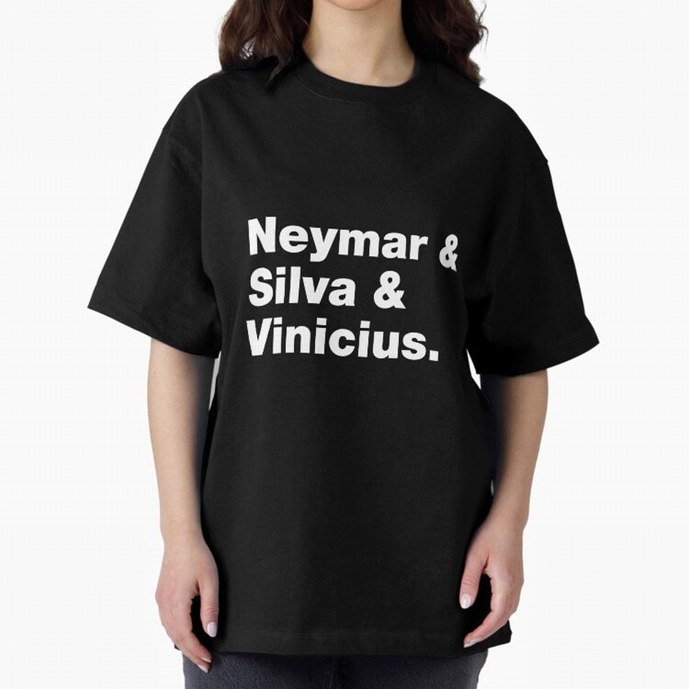 Neymar + Silva + Vinicius - Brazil Brazilian World Cup Squad Team Players Football Soccer Qatar WC 22 Oversized T-Shirt Make Every Match About Global Football Passion for FIFA World Cup 2026, Driven by Cristiano Ronaldo, Brazil, Portugal and