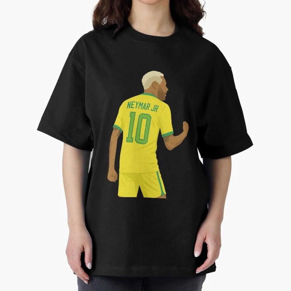 Neymar Jr in Yellow Glory Sticker Oversized T-Shirt Create FIFA World Cup 2026 USA Canada Mexico Made for Mbappe, England and Germany Energy, Championship Spirit, Famous Goals, Roaring Crowds and International Football Unity; Made for Collectors