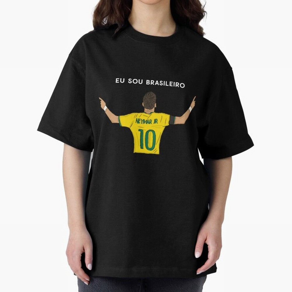 Neymar Jr Brazil Oversized T-Shirt Stand Out with Spirit from Match Day Hype around FIFA World Cup 2026 Group Stage, Messi, CR7 and Mbappe, England, Match Day Excitement, Supporter Culture, Golden Goals and Global Football Passion; Perfect for