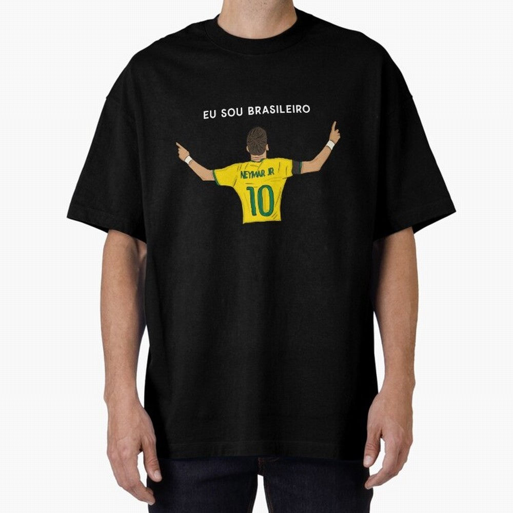 Neymar Jr Brazil Oversized T-Shirt Stand Out with Spirit from Match Day Hype around FIFA World Cup 2026 Group Stage, Messi, CR7 and Mbappe, England, Match Day Excitement, Supporter Culture, Golden Goals and Global Football Passion; Perfect for