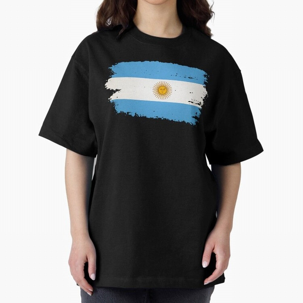 ARGENTINIAN FLAG PRINT Oversized T-Shirt Bring Match Day Fire to FIFA World Cup 2026 USA Canada Mexico Celebrating Haaland and Mbappe, Portugal, Spain and Germany Energy, Football Passion, Legendary Performances, Festival Vibes and Supporter
