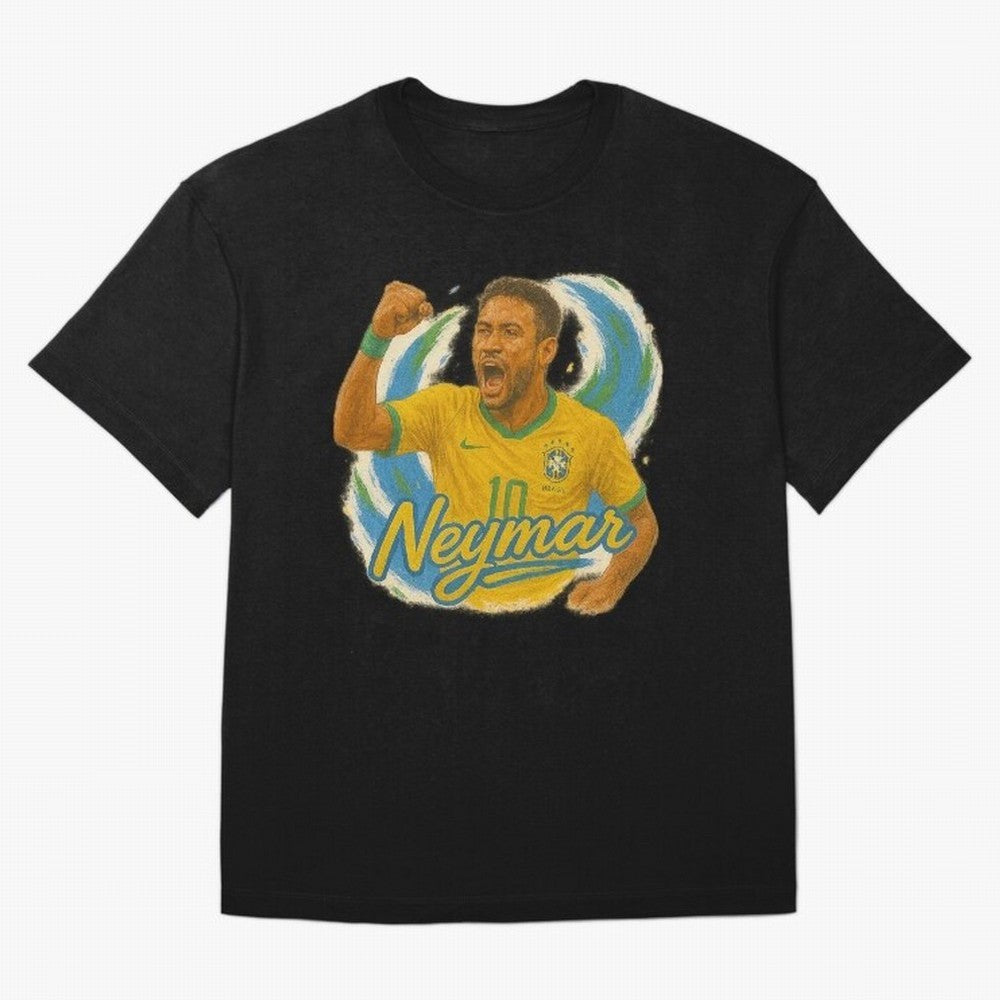 Neymar Brazil Art ¨C Dynamic Football Superstar Tribute Design	 Oversized T-Shirt Relive the Noise and Pride of the FIFA World Cup 2026 Journey through Cristiano Ronaldo, Haaland and CR7 Highlights, France and Portugal Pride, Goal Celebration
