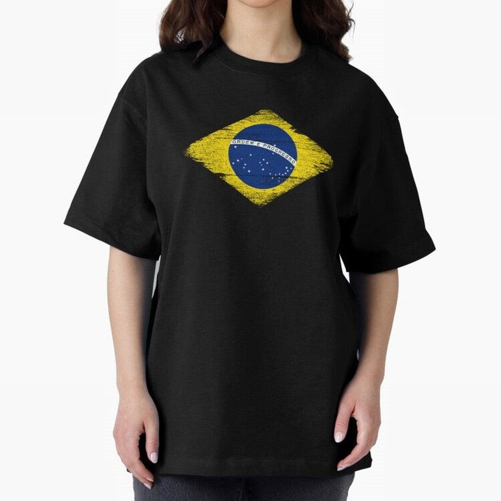 Brazil Flag Design Oversized T-Shirt Bring a Vintage Feel to FIFA World Cup 2026 for Fans of Neymar, Haaland and Cristiano Ronaldo and France and Portugal, Bringing Supporter Pride, Iconic Celebrations, Legendary Names and Global Match Day Energy;