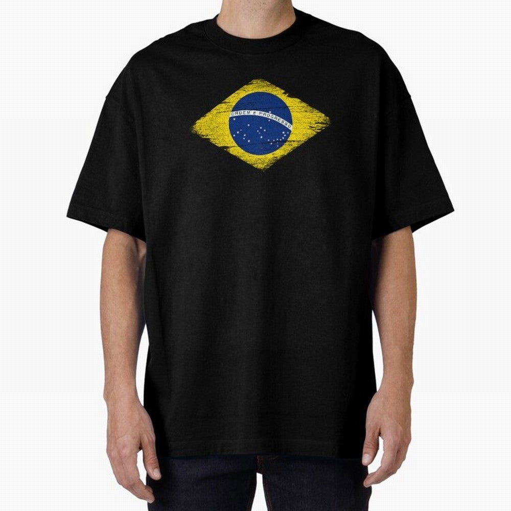 Brazil Flag Design Oversized T-Shirt Bring a Vintage Feel to FIFA World Cup 2026 for Fans of Neymar, Haaland and Cristiano Ronaldo and France and Portugal, Bringing Supporter Pride, Iconic Celebrations, Legendary Names and Global Match Day Energy;