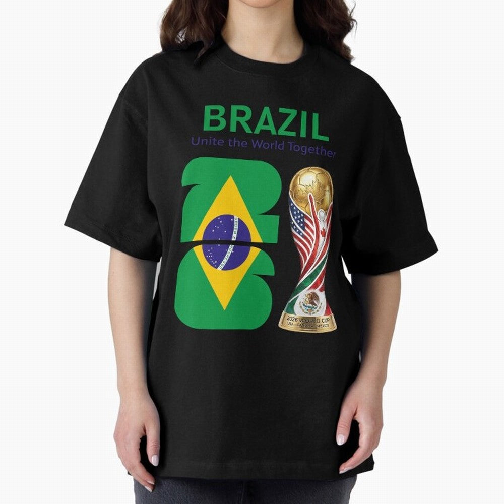 World Cup 2026, IMG 018, BRAZIL 002 Oversized T-Shirt Experience Global Football Passion for FIFA World Cup 2026 USA Canada Mexico, Driven by Mbappe and Neymar, Spain and Netherlands, Match Day Excitement, Supporter Culture, Golden Goals and Global