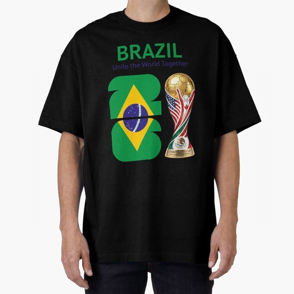 World Cup 2026, IMG 018, BRAZIL 002 Oversized T-Shirt Experience Global Football Passion for FIFA World Cup 2026 USA Canada Mexico, Driven by Mbappe and Neymar, Spain and Netherlands, Match Day Excitement, Supporter Culture, Golden Goals and Global
