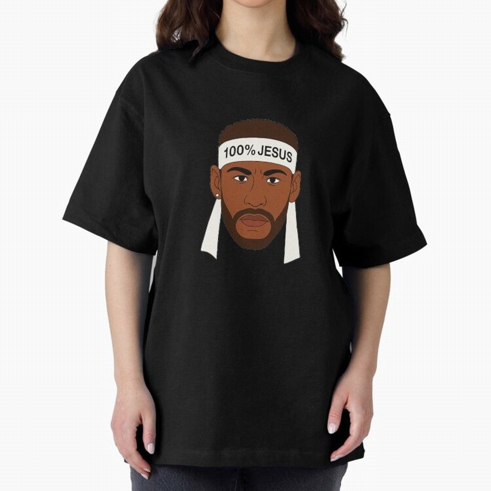 100% JESUS Neymar Inspired Minimalist Art Oversized T-Shirt Celebrate the Magic of FIFA World Cup 2026 USA Canada Mexico for Fans of Messi, Neymar and Mbappe and Argentina, Bringing Football Festival Excitement, Trophy Ambitions, Country Rivalries