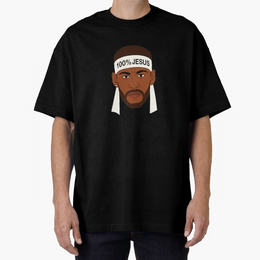 100% JESUS Neymar Inspired Minimalist Art Oversized T-Shirt Celebrate the Magic of FIFA World Cup 2026 USA Canada Mexico for Fans of Messi, Neymar and Mbappe and Argentina, Bringing Football Festival Excitement, Trophy Ambitions, Country Rivalries