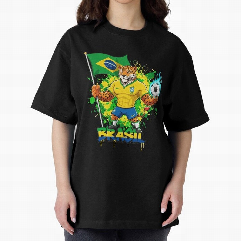Brazil Football World Cup 2026 - Jaguar Mascot Brasil Sele??o Pride Art On?a Pintada Mascote Hexa Classic T-Shirt Fuel Your Fan Pride for Global Football Passion for FIFA World Cup 2026 USA Canada Mexico, Filled with CR7 and Messi, France and
