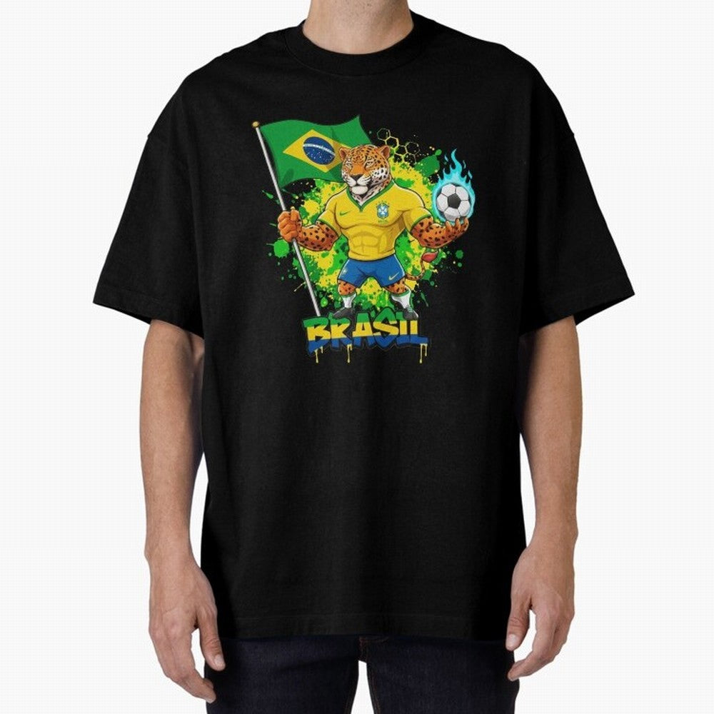 Brazil Football World Cup 2026 - Jaguar Mascot Brasil Sele??o Pride Art On?a Pintada Mascote Hexa Classic T-Shirt Fuel Your Fan Pride for Global Football Passion for FIFA World Cup 2026 USA Canada Mexico, Filled with CR7 and Messi, France and