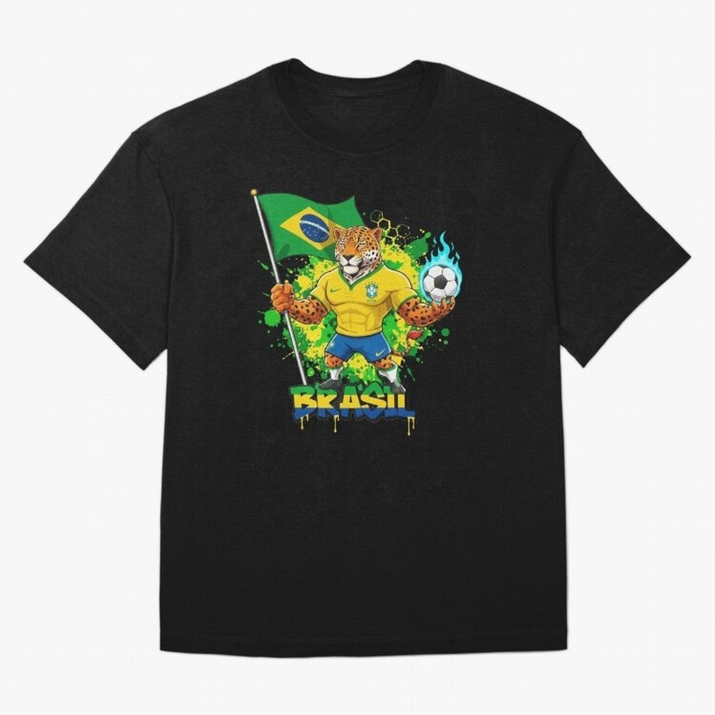 Brazil Football World Cup 2026 - Jaguar Mascot Brasil Sele??o Pride Art On?a Pintada Mascote Hexa Classic T-Shirt Fuel Your Fan Pride for Global Football Passion for FIFA World Cup 2026 USA Canada Mexico, Filled with CR7 and Messi, France and