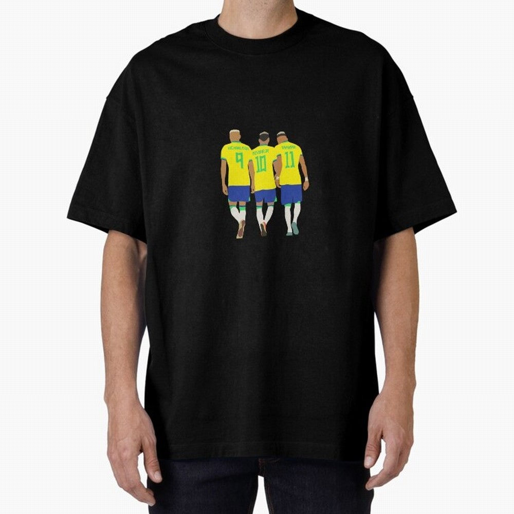 brazil soccer players Oversized T-Shirt Carry National Pride through FIFA World Cup 2026 Group Stage Spirit, Capturing Argentina, Mbappe and Neymar, Retro Football Energy, Iconic Rivalries, Trophy Chase Drama and Stadium Atmosphere; Built for
